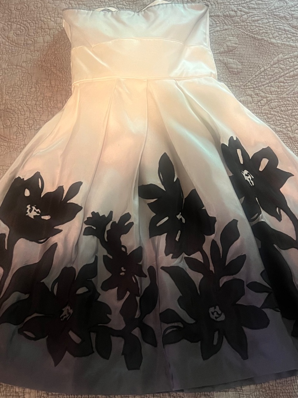 White House Black Market Strapless Silk Bodice Lined Short Formal Prom Dress 00